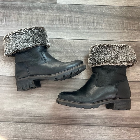 Blondo Shoes - Blondo Black Leather Fold-Over Fur-Trim Ankle Boots - 10M